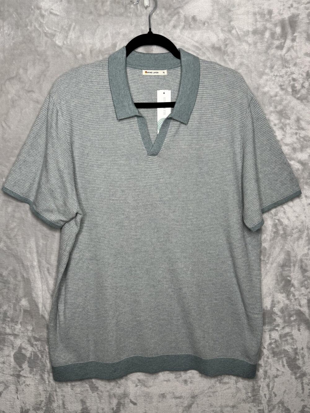 Marine Layer Sweater Mens XL Green Johnny Collar Short Sleeve New Preppy Casual